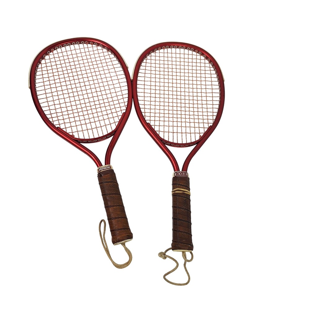 Vintage Ektelon Rogue Racquetball Racquets Set of 2‎ Metallic Red Aluminum Frame